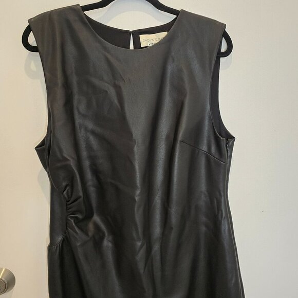 Sachin & Babi Holiday Party Diana Black Faux Leather Sleeveless Dress Size 14 - Picture 3 of 16
